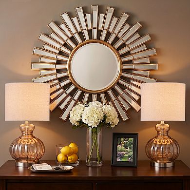 C Cattleya 20.25-Inch Gourd Table Lamp with Glass Base and Linen Shade