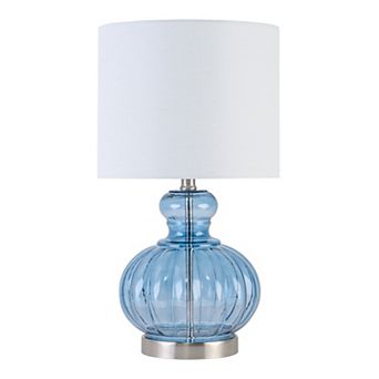 C Cattleya 20.25-Inch Gourd Table Lamp with Glass Base and Linen Shade