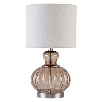 C Cattleya 20.25-Inch Gourd Table Lamp with Glass Base and Linen Shade