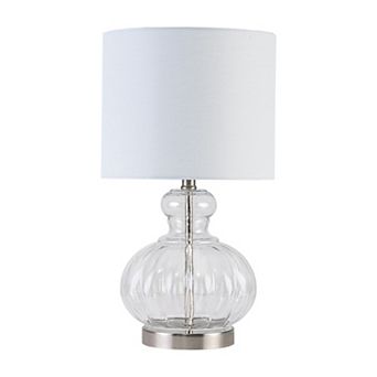 C Cattleya 20.25-Inch Gourd Table Lamp with Glass Base and Linen Shade