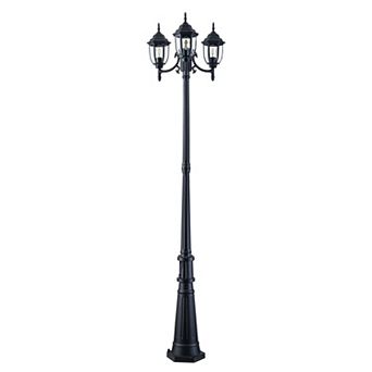 C Cattleya 89.5-Inch 3-Light Matte Black Dusk to Dawn Outdoor Post Light with GFCI Outlet