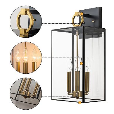 C Cattleya 3-Light Dark Bronze Finish Brass Outdoor Wall Lantern with E12 Base Socket