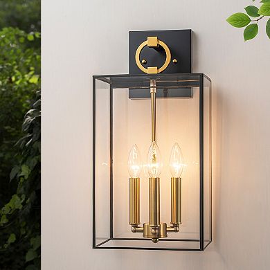 C Cattleya 3-Light Dark Bronze Finish Brass Outdoor Wall Lantern with E12 Base Socket
