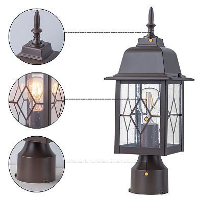 C Cattleya 16-Inch Oil-Rubbed Bronze Outdoor Post Light with Seeded Glass