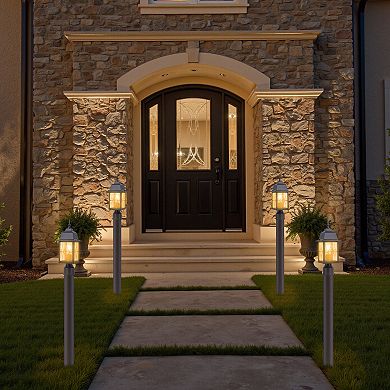 C Cattleya 16-Inch Oil-Rubbed Bronze Outdoor Post Light with Seeded Glass