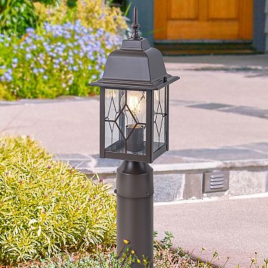 C Cattleya 16-Inch Oil-Rubbed Bronze Outdoor Post Light with Seeded Glass