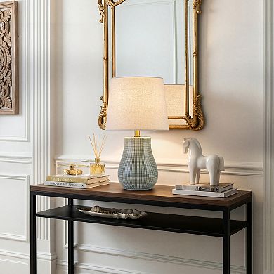 C Cattleya 19.25-Inch Modern Ceramic Table Lamp with Textured Base & Linen Shade