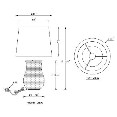 C Cattleya 19.25-Inch Modern Ceramic Table Lamp with Textured Base & Linen Shade