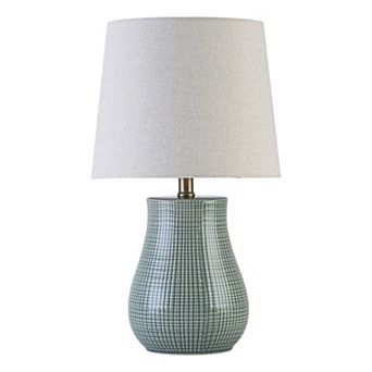 C Cattleya 19.25-Inch Modern Ceramic Table Lamp with Textured Base & Linen Shade