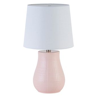 C Cattleya 19.25-Inch Modern Ceramic Table Lamp with Textured Base & Linen Shade