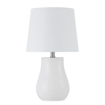 C Cattleya 19.25-Inch Modern Ceramic Table Lamp with Textured Base & Linen Shade