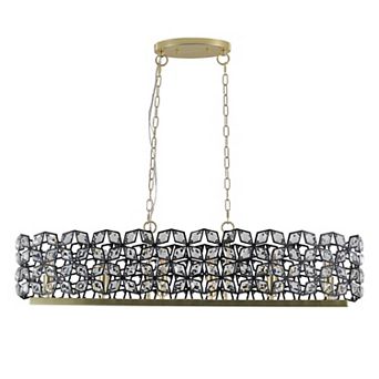 39" Crystal Black Gold Pendant Chandelier, Geometric Modern Light Fixture (Bulb Not Included)