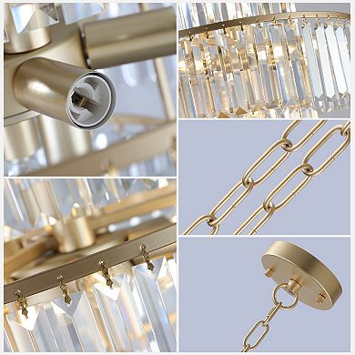 20" Modern Crystal Chandelier, 4-Tier Design Crystal Pendant Light Fixture (Bulb Not Included)