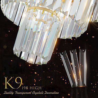 20" Modern Crystal Chandelier, 4-Tier Design Crystal Pendant Light Fixture (Bulb Not Included)