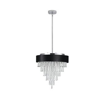 18" Modern Crystal Chandelier with Black Imitation Velvet Anti-Glare Shade (Bulb Not Included)