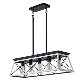 32" Rectangle Industrial 5-Light Pendant Chandelier With Adjustable Hanging Light (No Bulbs)