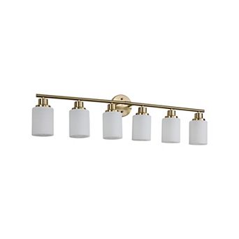 39" Modern 6-Light Vanity Wall Sconce with Frosted Glass Shades (No Bulbs)