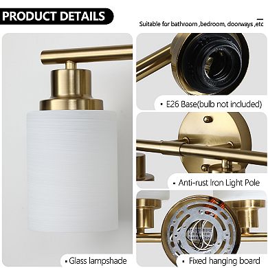 39" Modern 6-Light Vanity Wall Sconce with Frosted Glass Shades (No Bulbs)