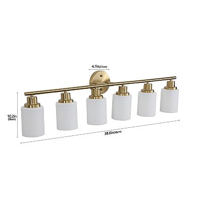 39" Modern 6-Light Vanity Wall Sconce with Frosted Glass Shades (No Bulbs)