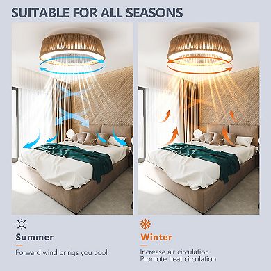21" Ceiling Fan Light, Silent Remote Control with Timing Function, Adjustable Color Temperature