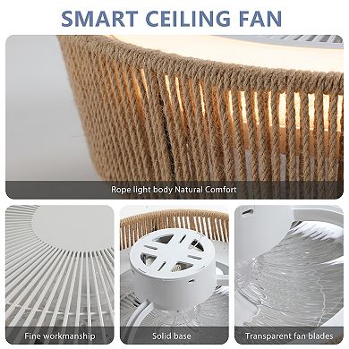 21" Ceiling Fan Light, Silent Remote Control with Timing Function, Adjustable Color Temperature