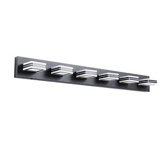 40" 6-Light LED Vanity Light, Sleek Bathroom Wall Fixture, Dimmable Mirror Lighting