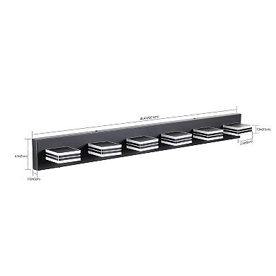 40" 6-Light LED Vanity Light, Sleek Bathroom Wall Fixture, Dimmable Mirror Lighting