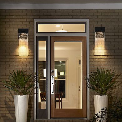 2-Pack Outdoor Wall Light Fixture, LED Wall Sconce with Bubble Crystal and Light Sensor
