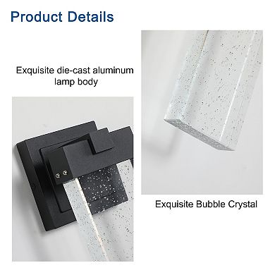 2-Pack Outdoor Wall Light Fixture, LED Wall Sconce with Bubble Crystal and Light Sensor