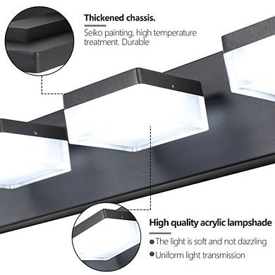 Modern 6-Light Black LED Vanity Mirror Light Fixture For Bathrooms And Makeup Tables