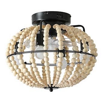18" Ceiling Fan with Light, Flush Mount Caged Ceiling Fan, Rustic Low Profile Fan Light Fixture