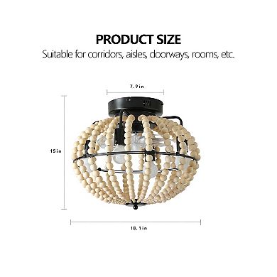 18" Ceiling Fan with Light, Flush Mount Caged Ceiling Fan, Rustic Low Profile Fan Light Fixture