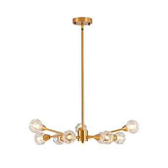 28" Modern Crystal Chandeliers, 9 Lights Chandelier, Kitchen Light Fixtures (Bulbs Not Included)