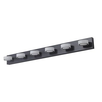 45" Modern 6-Light LED Vanity Light, Sleek Black Bathroom Wall Light Fixture