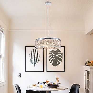 Crystal Chandelier 19" Round Ceiling Light Flush Mount Ceiling Light Fixture (Bulb Not Included)