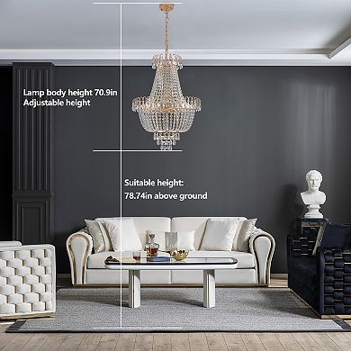 Gold Crystal Chandeliers, Large Contemporary Luxury Ceiling Lighting (Without Bulb)