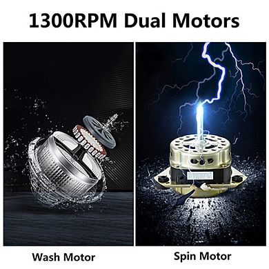 Portable Twin Tub Washing Machine-14.3 lbs Compact Mini Washer and Spinner with Drain Pump