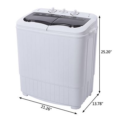 Portable Twin Tub Washing Machine-14.3 lbs Compact Mini Washer and Spinner with Drain Pump