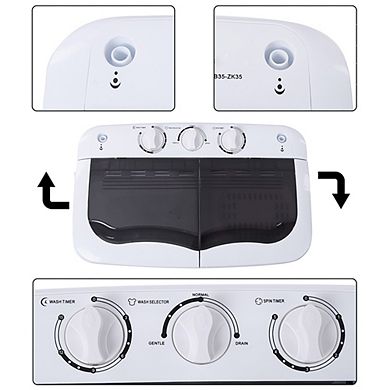Portable Twin Tub Washing Machine-14.3 lbs Compact Mini Washer and Spinner with Drain Pump