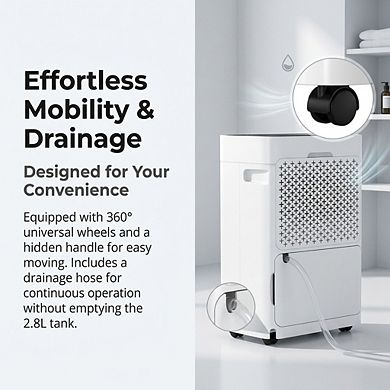 AIRPLUS Dehumidifier - 28 Pint Portable Dehumidifier with Laundry Mode and Ionizer