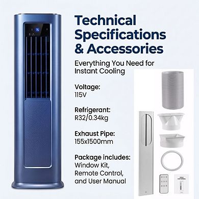 AIRPLUS Portable Air Conditioner - 12000 BTU Cooling with Remote and Heating AC Unit