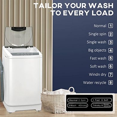 Portable Full-Automatic Washing Machine 9.9 lbs Compact Washer with Stainless Steel Tub