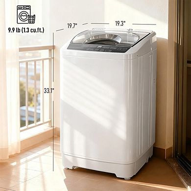 Portable Full-Automatic Washing Machine 9.9 lbs Compact Washer with Stainless Steel Tub