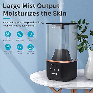 AIRPLUS Humidifier - 4L Top Fill Cool Mist Humidifier for Bedroom