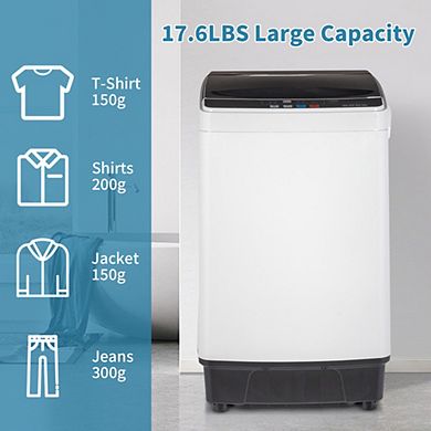 Portable Full-Automatic Washing Machine 17.6 lbs Compact Compact Laundry Washer