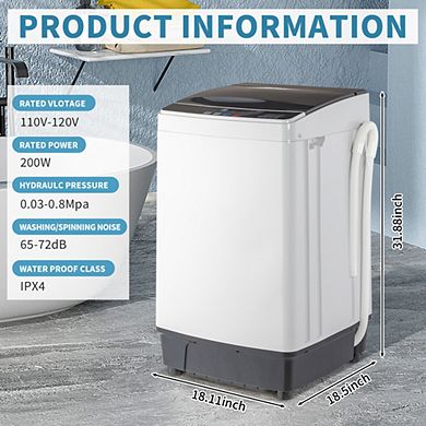 Portable Full-Automatic Washing Machine 17.6 lbs Compact Compact Laundry Washer