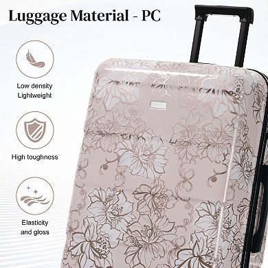 5 Pc Hardside Luggage Set, 20" 24" 28" Suitcases with 8" 14" Cases, Lightweight Spinner for Travel