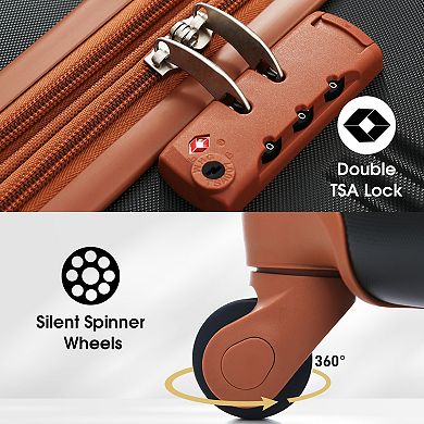 Rigid Travel Suitcase 2pc Set, 20" 28" Spinner Wheels Combination Lock