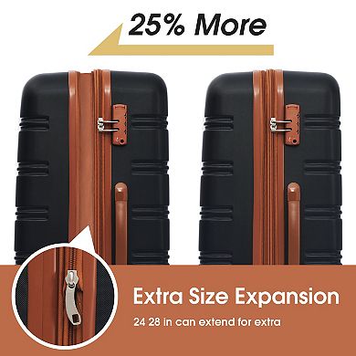 Rigid Travel Suitcase 2pc Set, 20" 28" Spinner Wheels Combination Lock