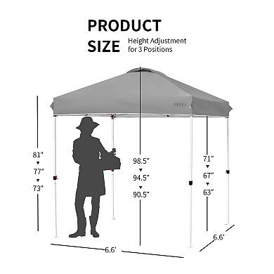 Costway 6.6' x 6.6' Pop Up Canopy Tent Instant Sun Shade Adjustable Roller Bag